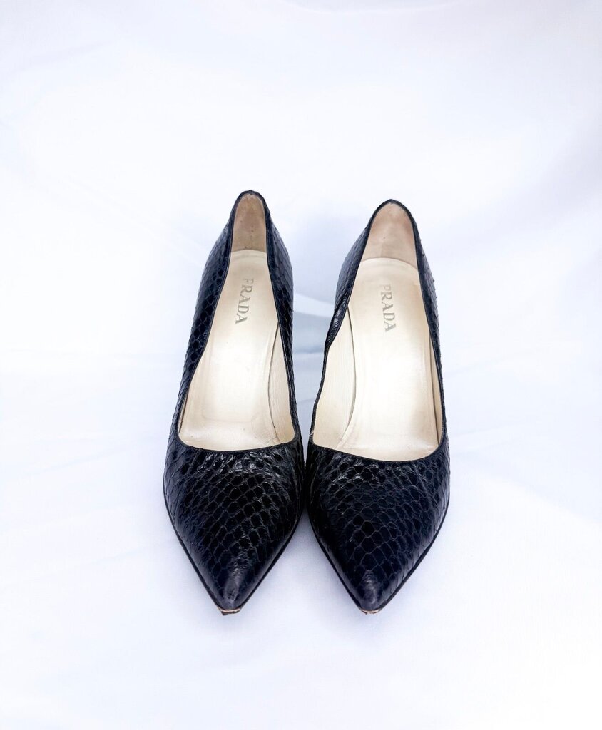 Prada Black Snakeskin Heels