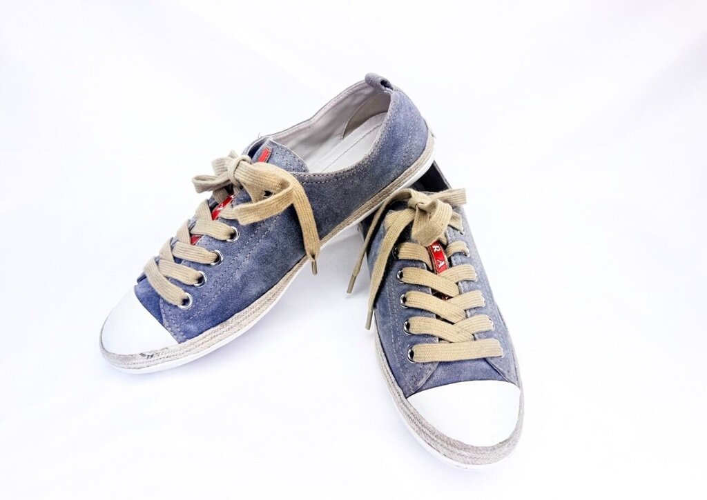 Prada Slate Blue Suede Sneakers