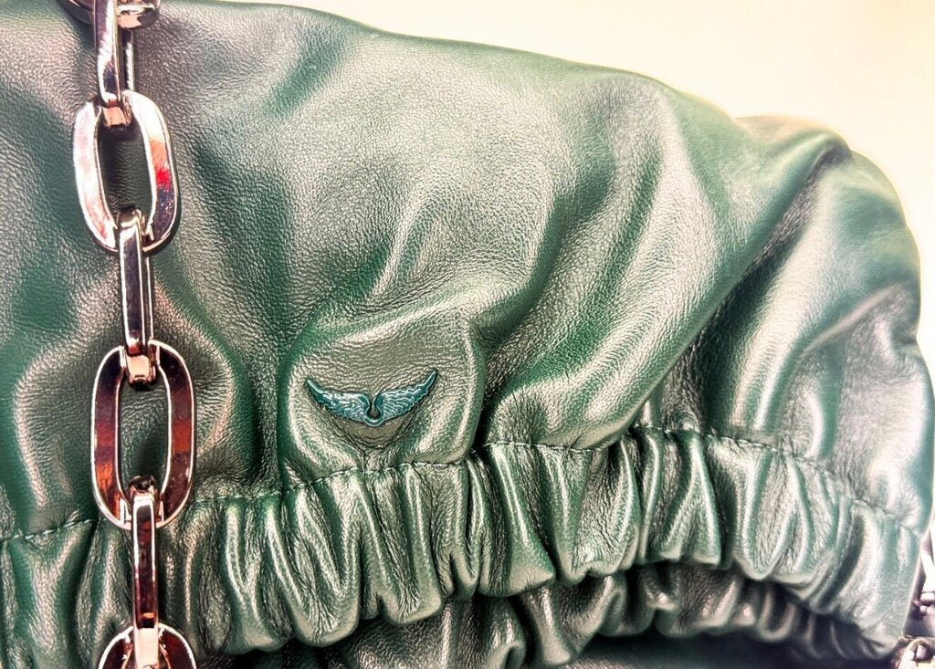 Zadig & Voltaire Green Slouchy Handbag with Chain Strap