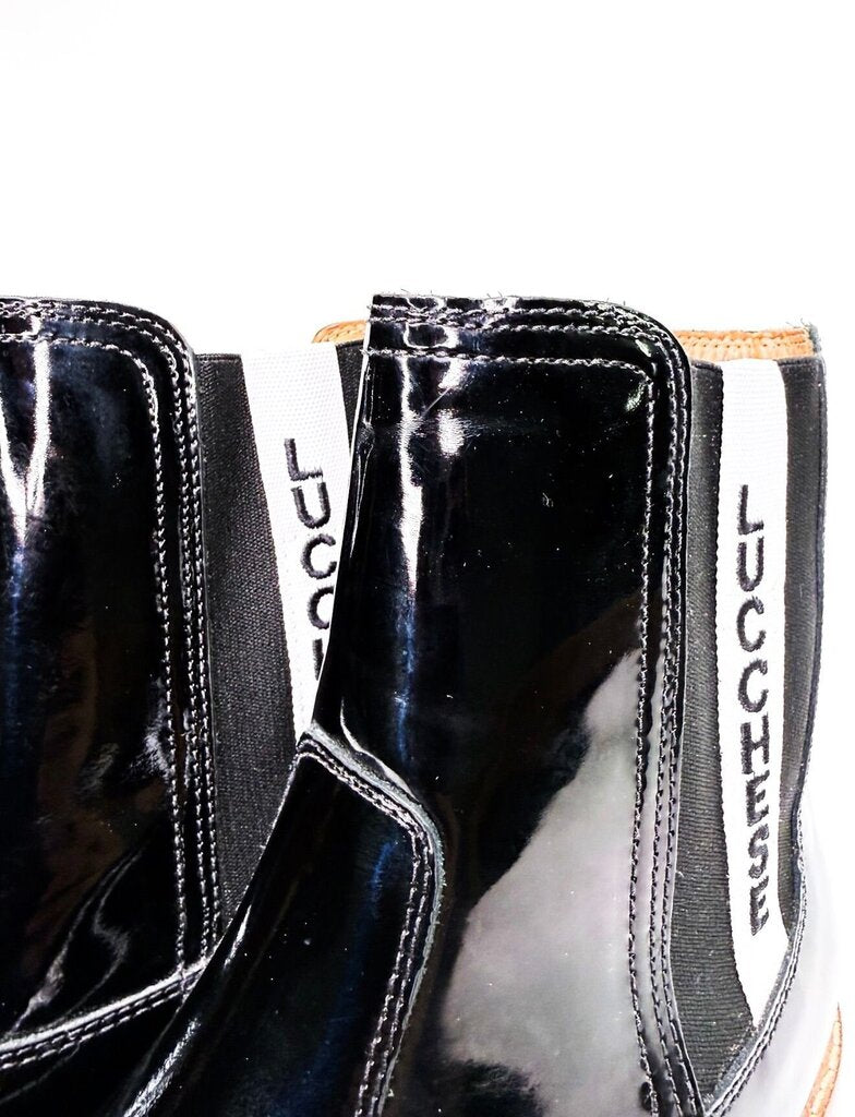 Lucchese Black Patent Leather Chelsea Boots