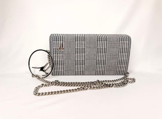 Giuseppe Zanotti Black and White Houndstooth Plaid Purse