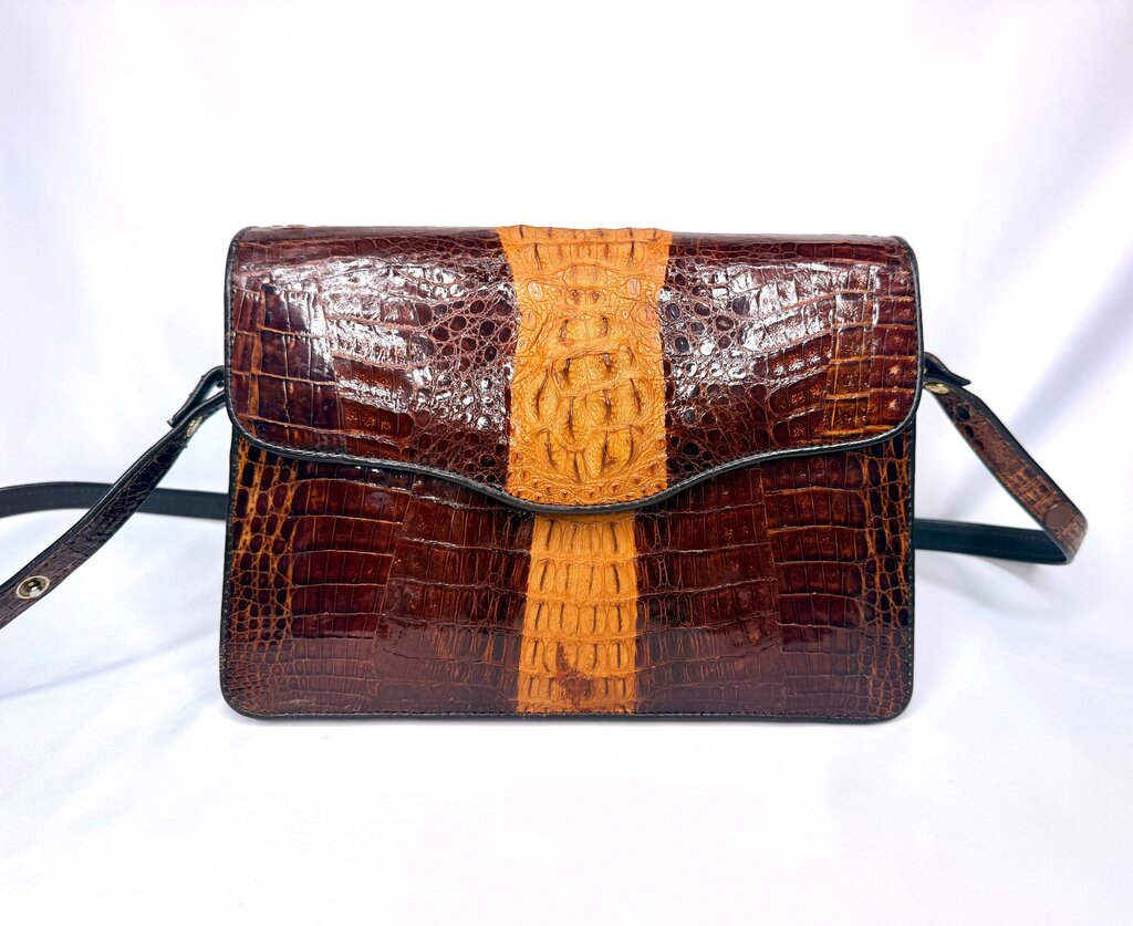 Vintage Crocodile Leather Crossbody Bag