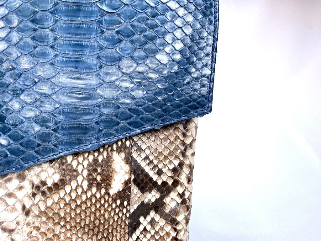 Johny Ramli Snakeskin Clutch with Blue Flap
