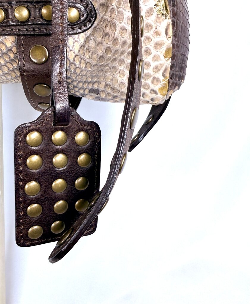 Be & D Python Handbag with Brass Rivets