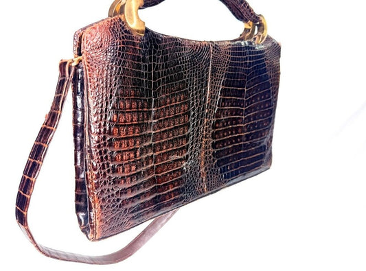 Hageli Brown Alligator Handbag