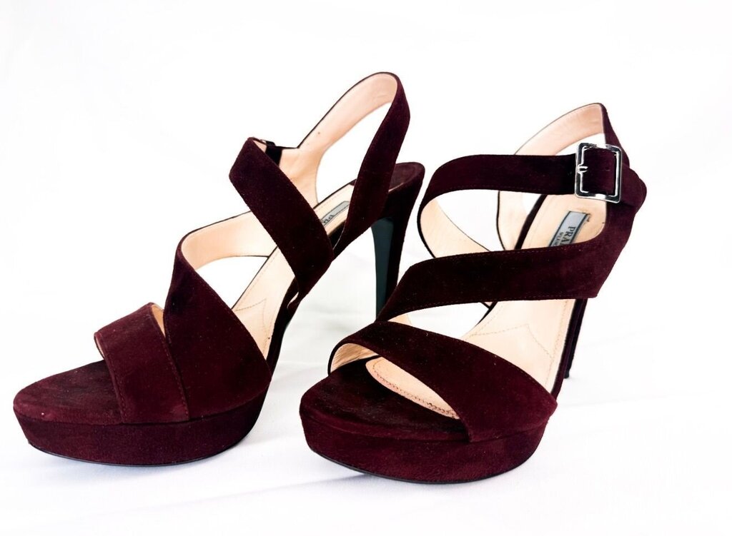Prada Burgundy Suede Heels