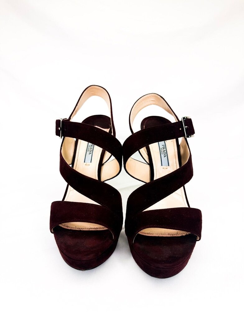 Prada Burgundy Suede Heels