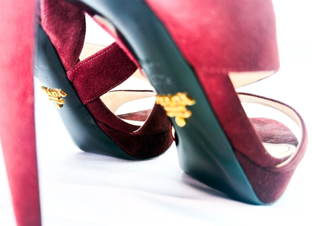 Prada Burgundy Suede Heels