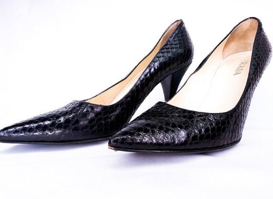 Prada Black Snakeskin Heels