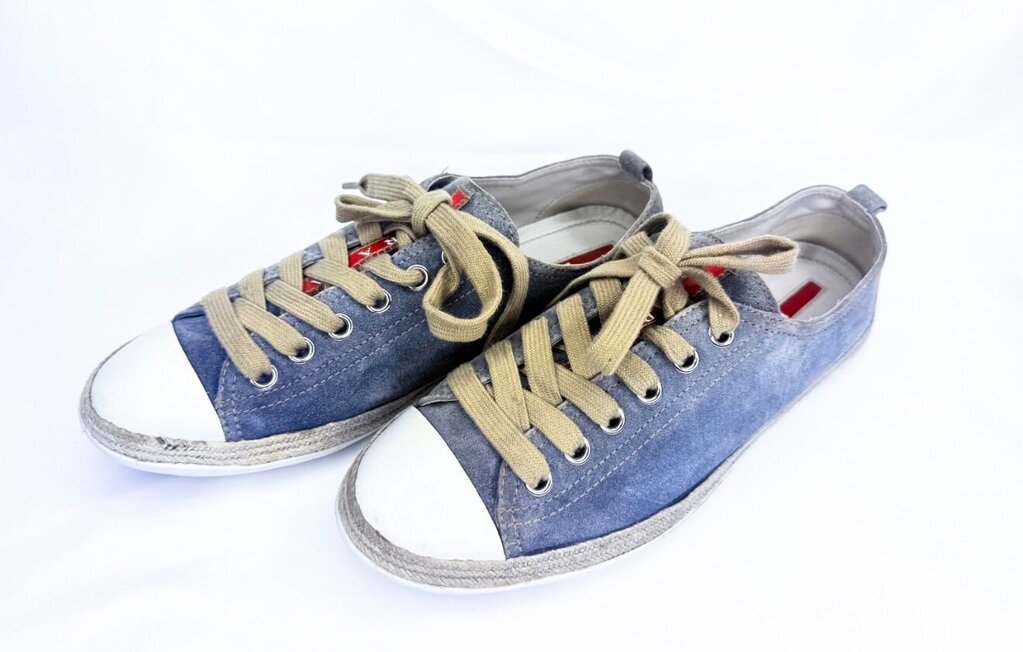 Prada Slate Blue Suede Sneakers