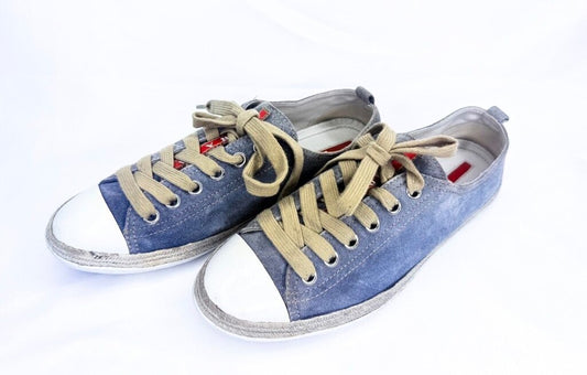 Prada Slate Blue Suede Sneakers