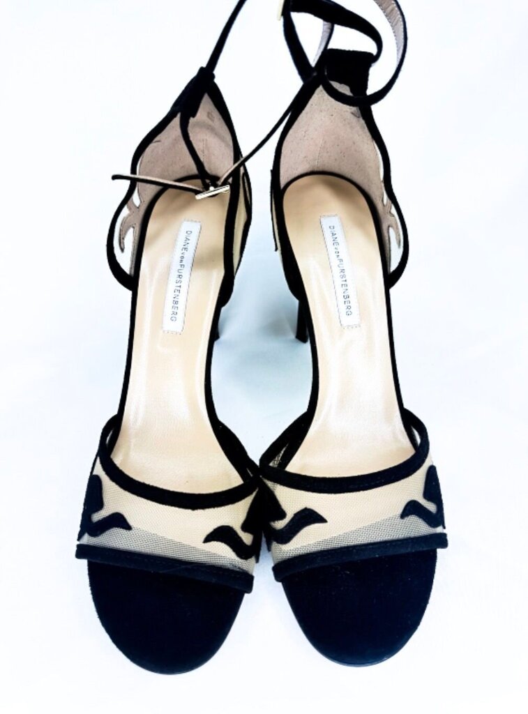 DVF Velvet Black Strappy Heels