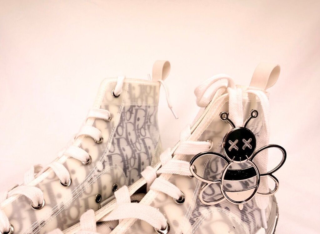 Dior White Bee High-Top Sneakers
