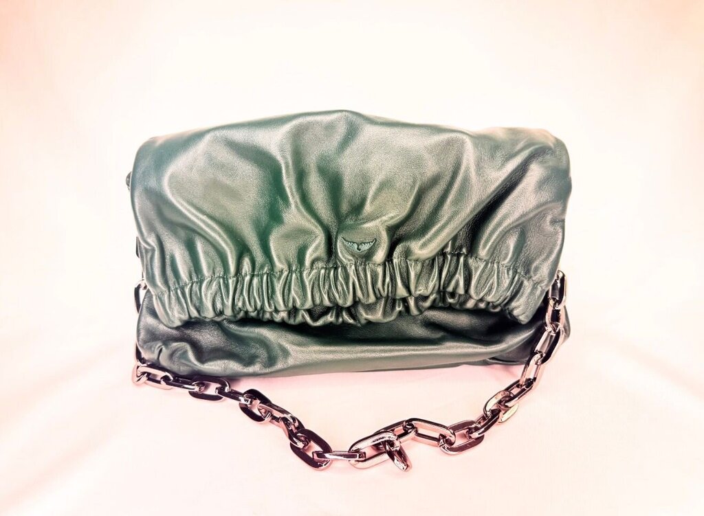 Zadig & Voltaire Green Slouchy Handbag with Chain Strap