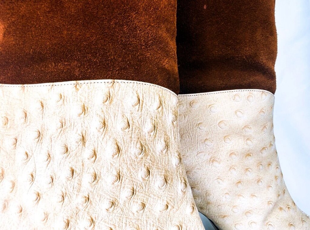 Brown and White Stiletto Cowboy Boots