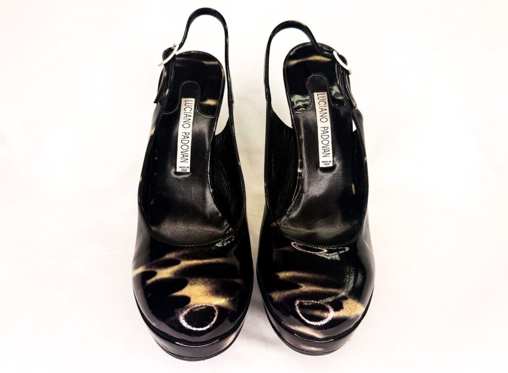Luciano Padovan Black Patent Leather Heels