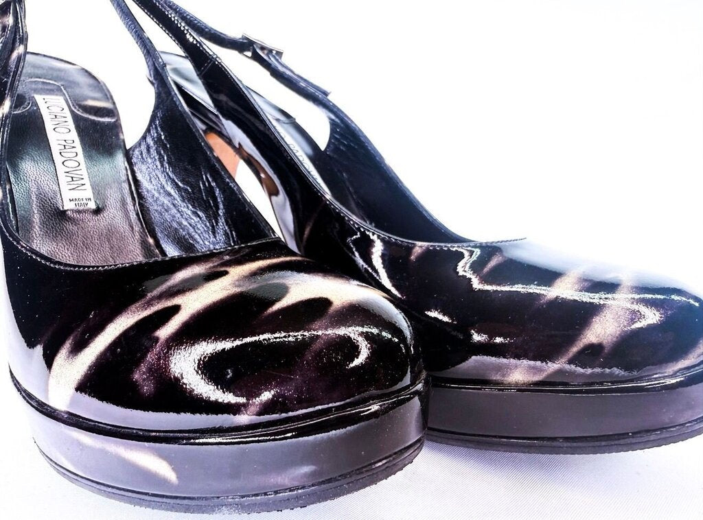 Luciano Padovan Black Patent Leather Heels