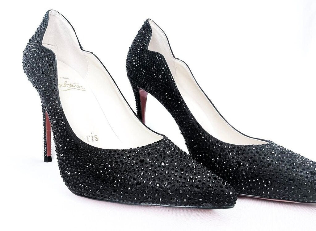 Christian Louboutin Black Strass Heels