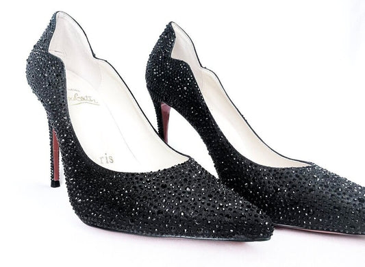 Christian Louboutin Black Strass Heels