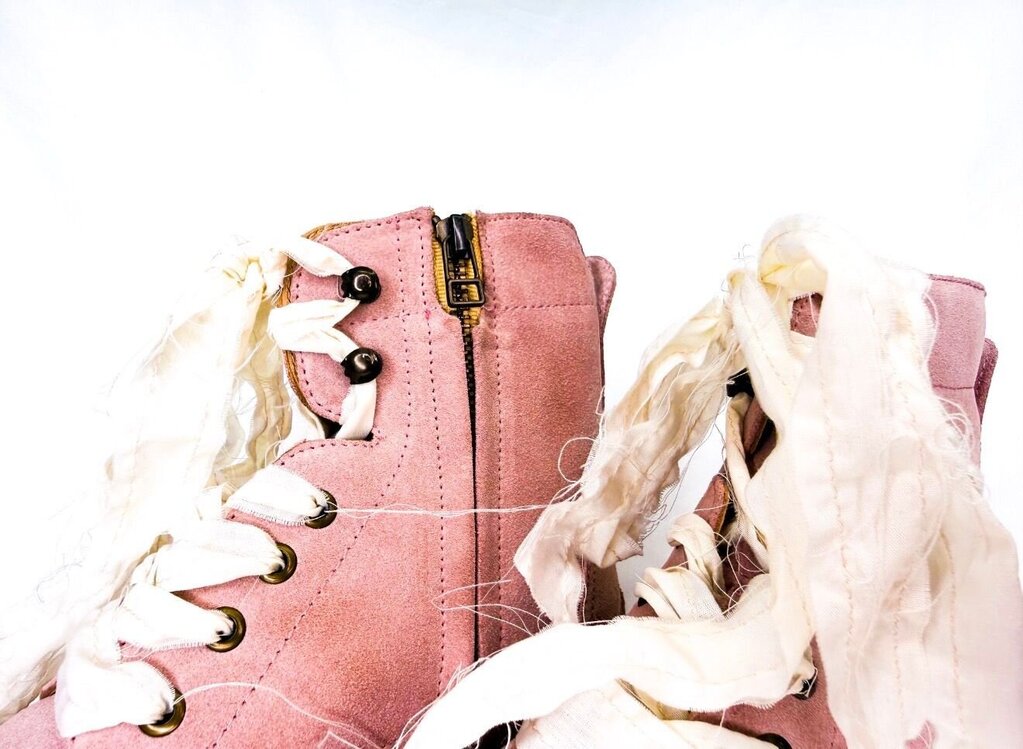 Pink Suede Ankle Boots with Zipper