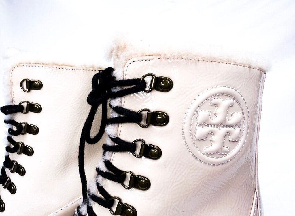 Tory Burch White Lace-Up Heeled Boots