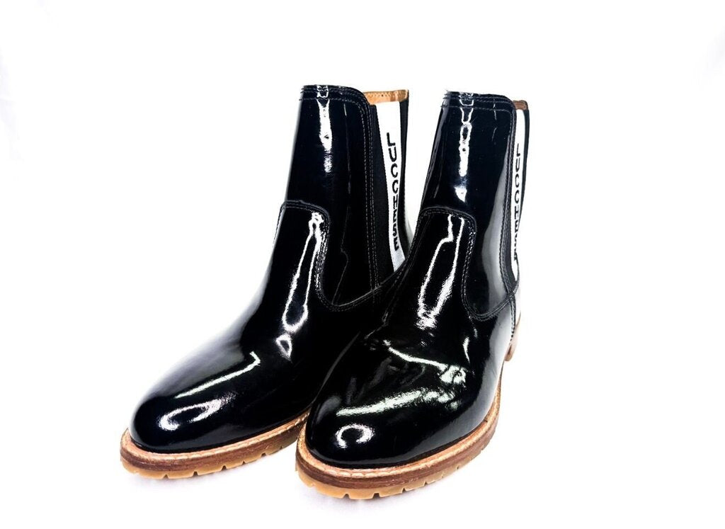 Lucchese Black Patent Leather Chelsea Boots