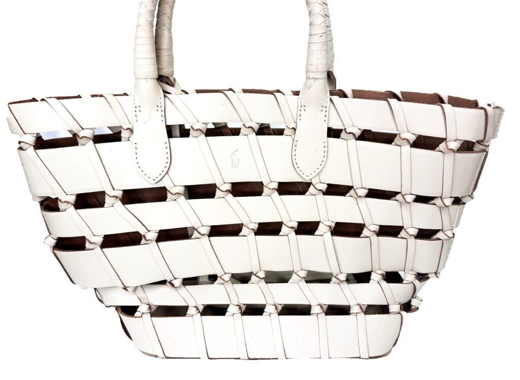 Ralph Lauren White Woven Tote Bag