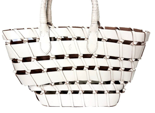 Ralph Lauren White Woven Tote Bag